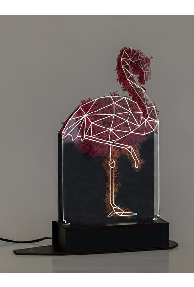 Benta Design 3D Flamingo Şoklanmış Yosun 3 Boyutlu Dekoratif LED Masa
