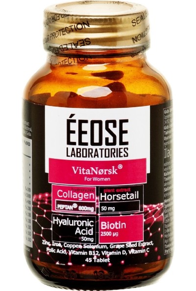Eeose Collagen Tablet ( Kollajen + Hyaluronik Asit + Atkuyruğu + Biotin + C Vitamini) 45 Tablet