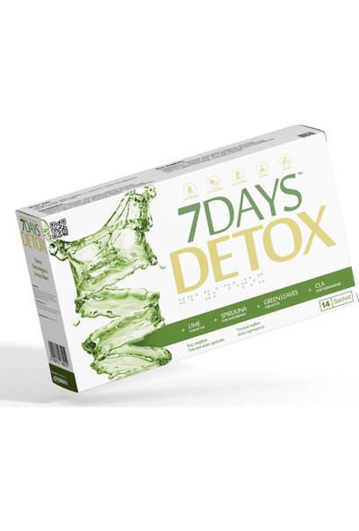 7 Days Detox - Spirulina Cla Yeşil Çay ve Lime - 14 Saşe