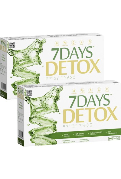 7 Days Detox - Spirulina Cla Yeşil Çay ve Lime - 14 Saşe x 2 Kutu