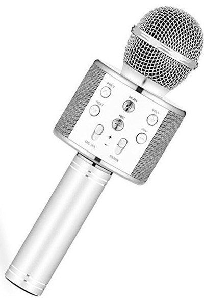Wster WS-858 Karaoke Wireless Mikrofon - Dahili Hoparlör - Bluetooth & USB -