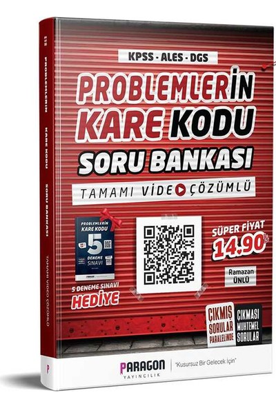 Paragon Yayınları 2020 Problemlerin Karekodu KPSS-ALES-DGS Tamamı Video Çözümlü Soru Bankası