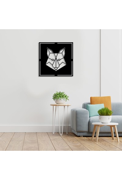 New Jargon Geometrik Parçalı Tilki Kafası Duvar Oda Ev Aksesuarı Ahşap Tablo 50 x 50 cm