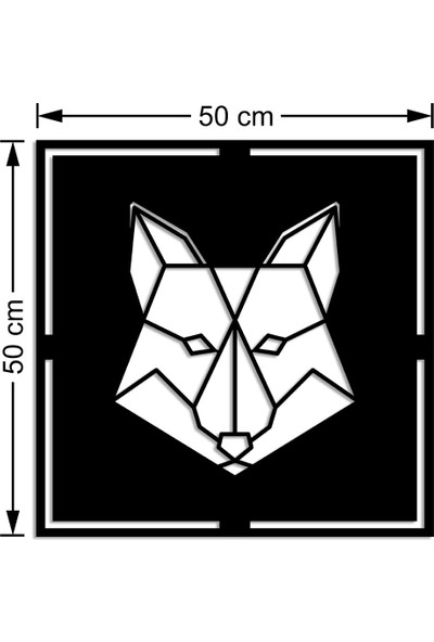 New Jargon Geometrik Parçalı Tilki Kafası Duvar Oda Ev Aksesuarı Ahşap Tablo 50 x 50 cm