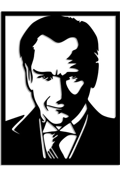 New Jargon Mustafa Kemal Atatürk Potre Resmi Duvar Oda Ev Aksesuarı Ahşap Tablo 50 x 38 cm