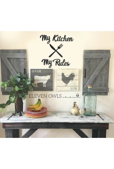 Dem Studio My Kitchen My Rules Dekoratif Ahşap Modern Duvar Tablosu