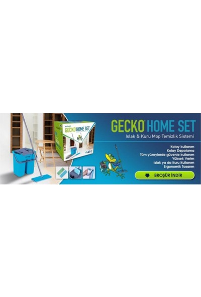 Temizlik Seti Mikrofiber Mop Yer Duvar Silme Gecko Home Tablet Mop