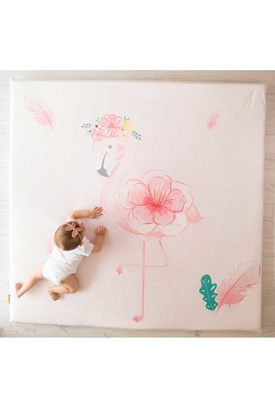 Baby Z Flamingo Desenli Büyük Kare Oyun Matı