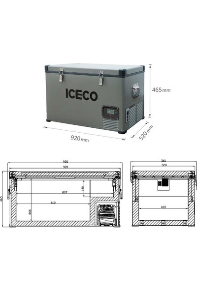 Iceco YCD99 12/24V 220V 99 lt Tek Bölmeli Outdoor Kompresörlü Oto Buzdolabı