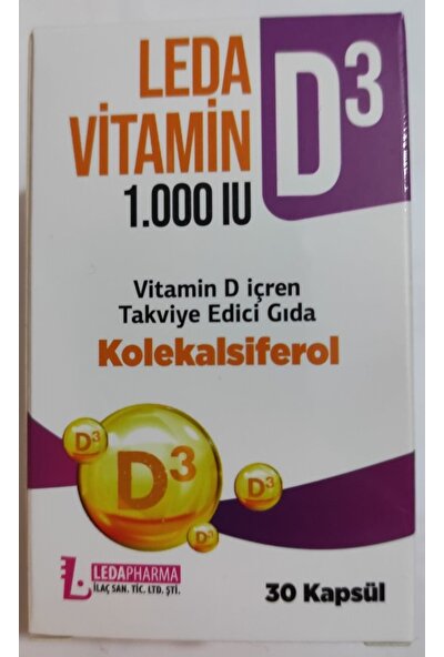 Ledapharma Vitamin D3 1000 IU D Vitamin İçeren Takviye 30 Kapsül