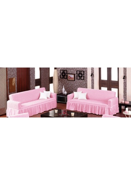 Koltuk Örtüsü Bürümcük Çekyat 3+3 Pembe