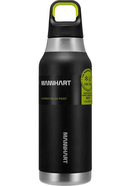 Mannhart by Spigen B213 Sızdırmaz Vakumlu Çift Katmanlı Travel Mug Paslanmaz Çelik Termos 500 ml Hot 6h / Cold 24h Black - AHP00350