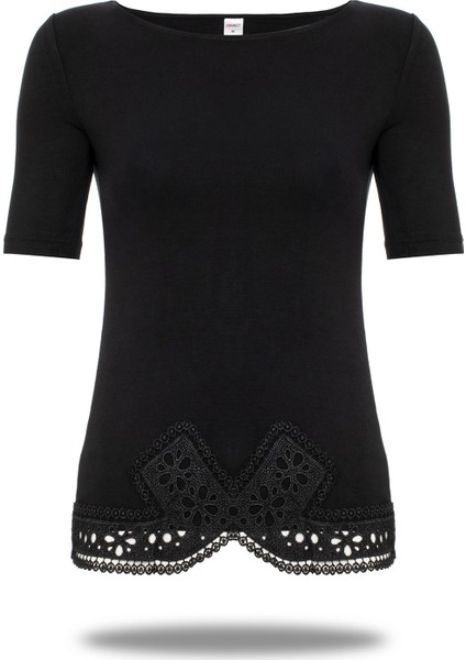 Kadın Kısa Kol Üst Güpürlü