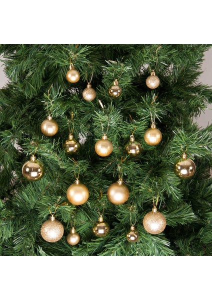 Yılbaşı Çam Ağacı Süsü Gold Cici Top Seti 36'lı