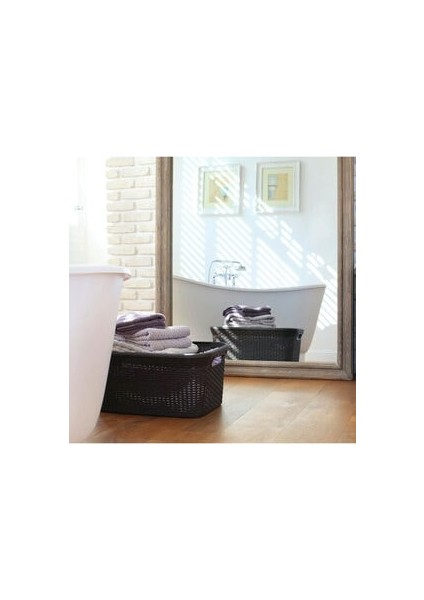 Kahverengi, Hasır Desenli Plastik Çamaşır Selesi - 25x35x53cm fiyatları