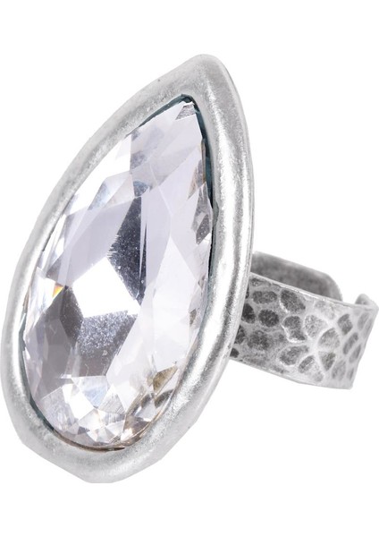 Kadın Antik Gümüş Kaplama Swarovski Taşlı Damla Yüzük indirimleri