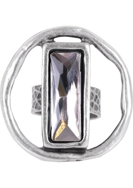 Kadın Antik Gümüş Kaplama Swarovski Taşlı Saturn Yüzük