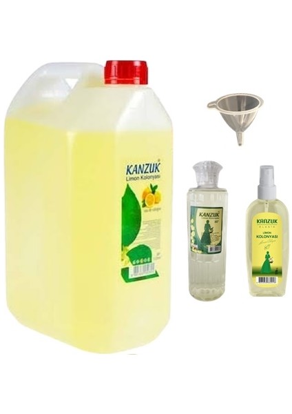 80 Derece Limon Kolonyası Kolonya 5 lt + 200 ml Dökme + 170 ml Sprey + Huni