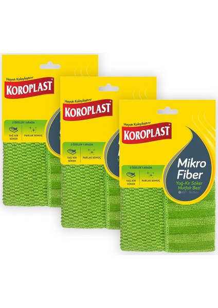 Mikrofiber Yağ - Kir Söker Mutfak Bezi 3'lü