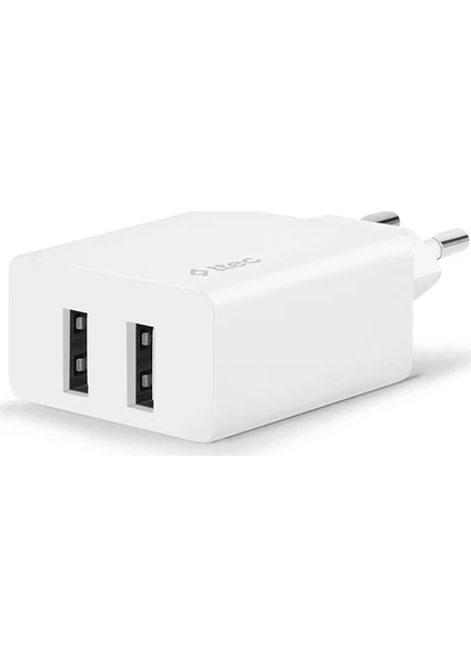 2SCS21B Ttec Smartcharger Duo Seyahat Şarj Aleti Çift USB 2.4A Beyaz