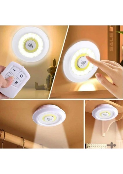 Uzaktan Kumandalı Yapışkanlı Kablosuz Pilli LED 3'lü Spot Lamba