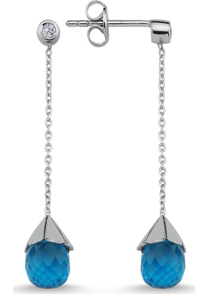 Lova Drop Topaz Taşlı Sallantılı Küpe