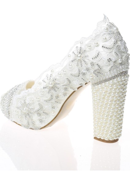 Sedef İnci Taş Işlemeli Gelin Ayakkabı 2003CNR fırsatları