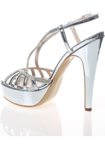 Gümüş Ayna Dekolte Taşlı Kadın Abiye Ayakkabı CNR930745 fırsatları