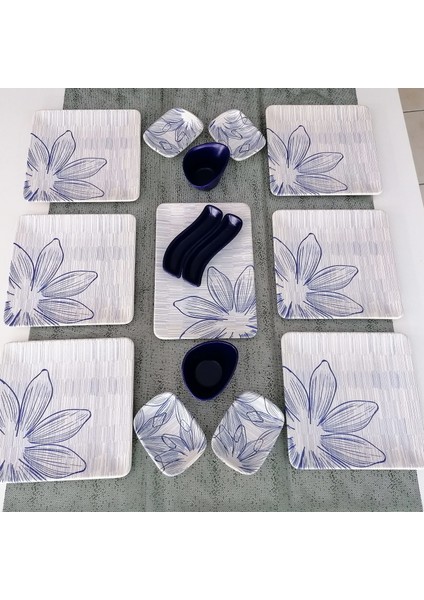 Takım Kahvaltı 15 Parça 6 Kişilik Mat Kobalt Alısa