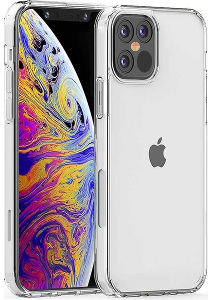 Apple iPhone 12 Pro Kılıf Coss Şeffaf Sert Kapak + Nano Glass Renksiz