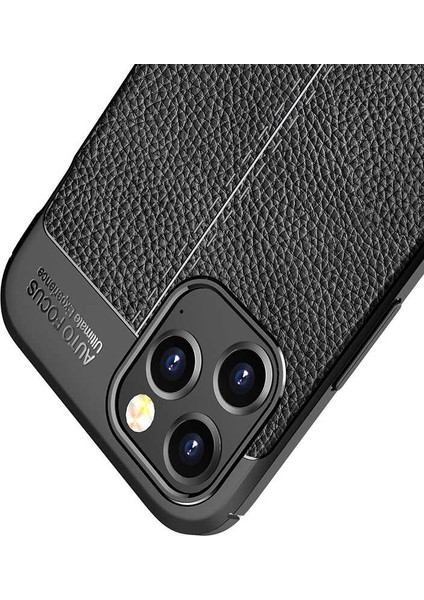 Apple iPhone 12 Pro Max Kılıf Niss Silikon Deri Görünümlü + Nano Glass Siyah