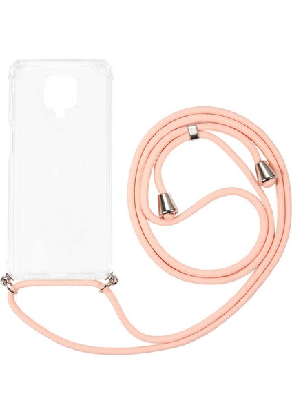 Xiaomi Redmi Note 9s Kılıf Boyna Askılı Ayarlanabilir Silikon Pembe