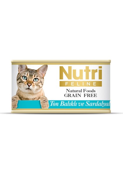 Nutri Feline Tahılsız Ton Balıklı & Sardalyalı Yaş Kedi Maması 85 gr x 32 Adet