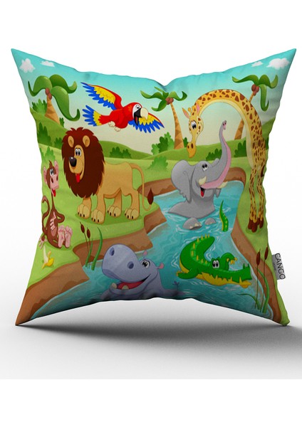 Hayvanlar Alemi Çocuk Yastık Kırlent Kılıfı