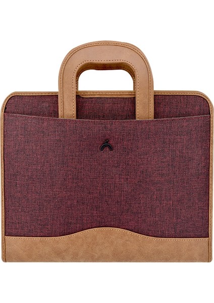 Milano Gi̇zli̇ Saplı Çift Fermuarlı Evrak Çantasi Bordo