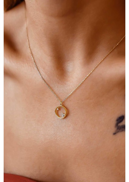 Modern Halka Altın Kolye