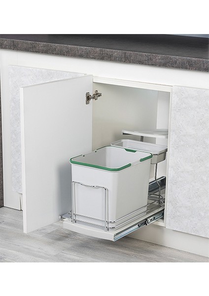 Teleskopik Raylı Plastik Gövde 12 + 12 lt Çöp Kovası S2392