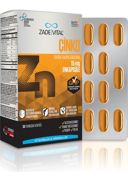 Zinc Takviye Edici Gıda 30 Yumuşak Kapsül