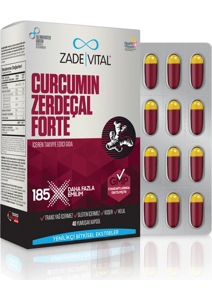 Zade Vital Curcumin Forte - Zerdeçal 1000 mg 40 Kapsül