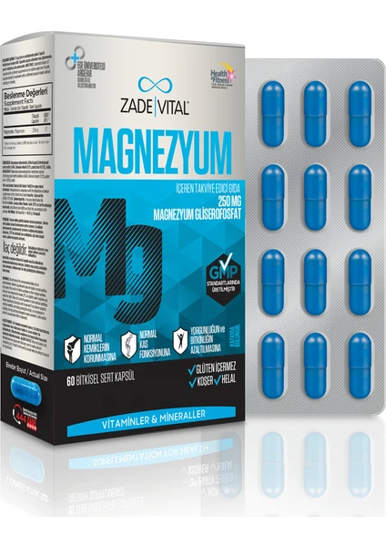 Zade Vital Magnezyum 250 Mg 60 Kapsül