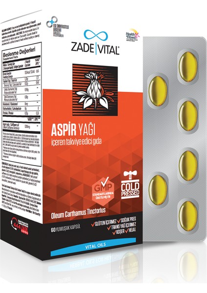 Zade Vital Aspir Yağı 600 Mg 60 Kapsül