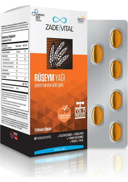 Zade Vital Rüşeym Yağı 500 Mg 60 Kapsül