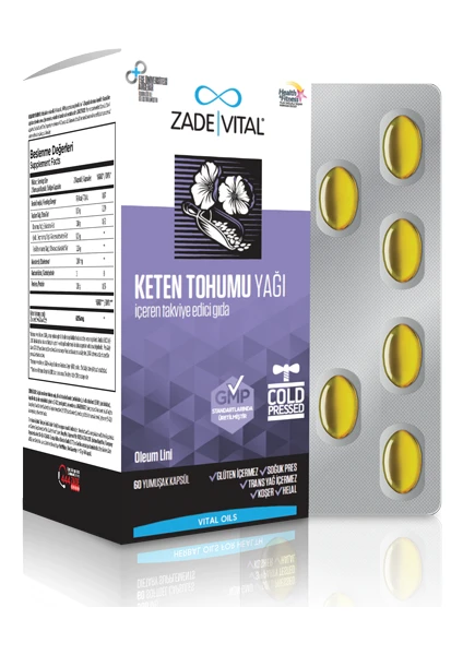 Zade Vital Keten Tohumu Yağı 625 Mg 60 Kapsül