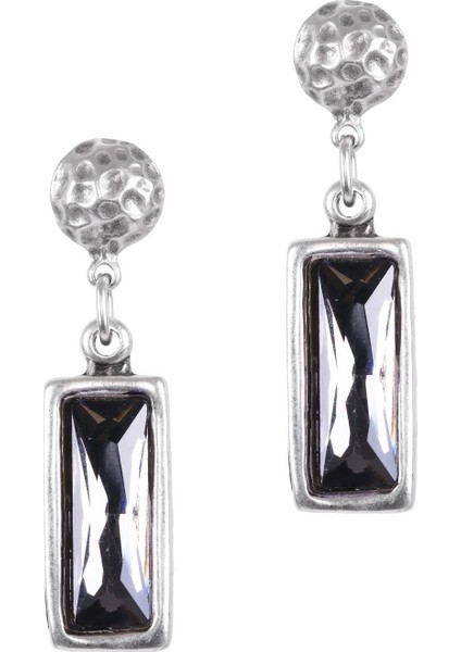 Kadın Antik Gümüş Kaplama Swarovski Taş Detaylı Geometrik Çivili Küpe modelleri