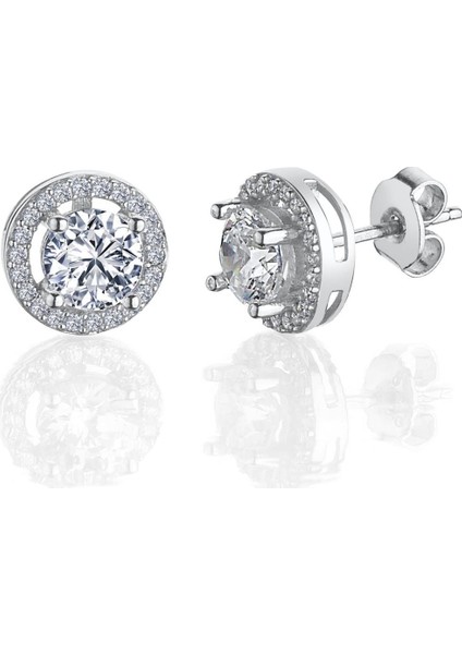 1.50 Karat Effective Diamond Büyülü Işıltı Tektaş Gümüş Küpe