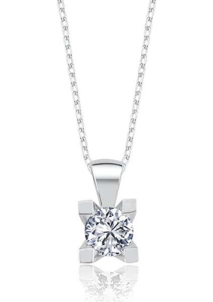 0.75 Karat Effective Diamond Benzersiz Zerafet Gümüş Kolye