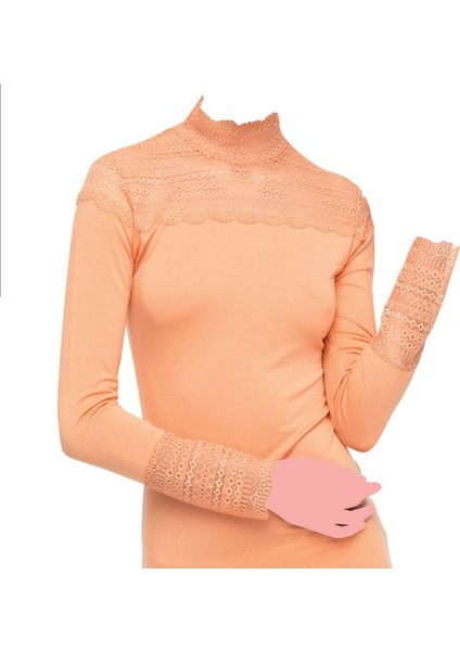 Kadın Modal Üzün Kollu Body Dantelli Bluz