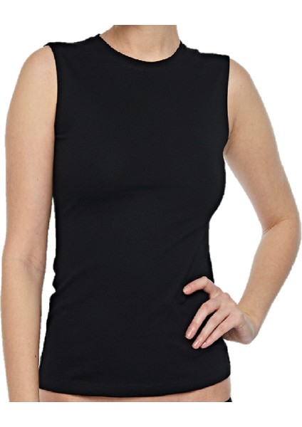 Kadın Pamuklu Kolsuz Likralı Sıfır Yaka Body T-Shirt