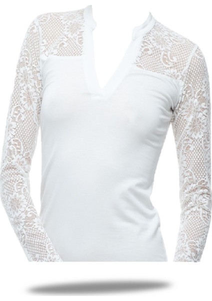 Kadın Modal Üzün Kollu Body Dantellı Bluz