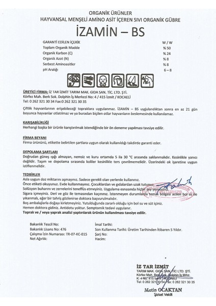 1 lt Hayvansal Menşeli Amino Asit Sıvı Gübre Organik Gübre ( İzamin Bs ) modelleri